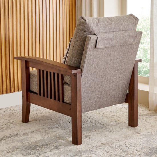 Abby Fabric 1-Seater Sofa with Cushion - Brown