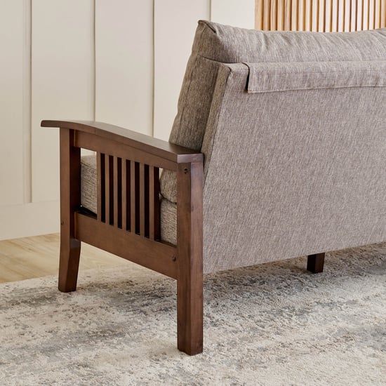 Abby Fabric 3-Seater Sofa with Cushions - Brown