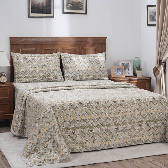 MASPAR Hues Indigenous Cotton 300TC Printed 3Pcs King Bedsheet Set
