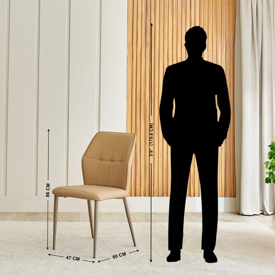 Glam Set of 2 Faux Leather Dining Chairs - Beige