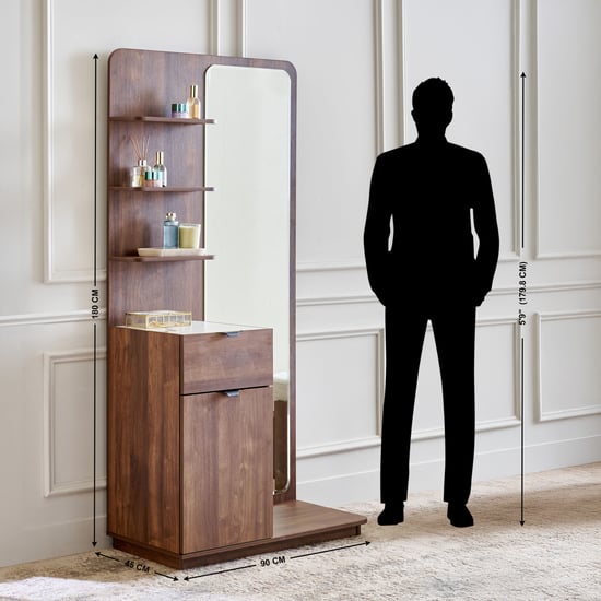 Hadley Dresser Mirror with Drawer - Oak