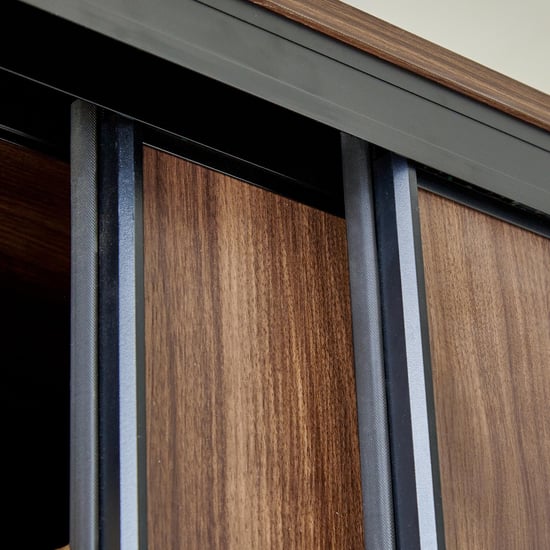 Hadley 2-Door Sliding Wardrobe with Mirror - Brown