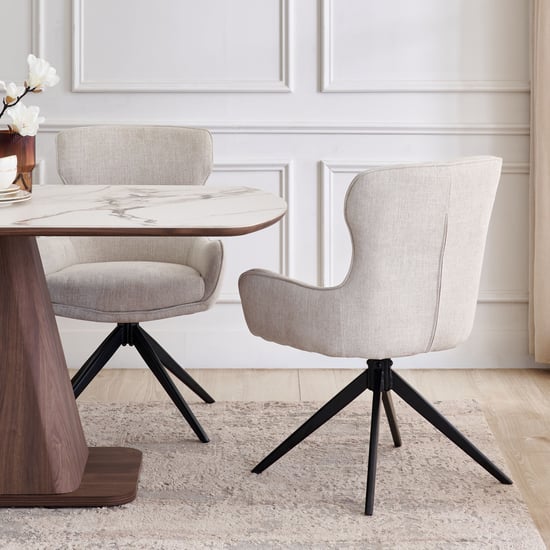 Hadley Set of 2 Fabric Dining Chairs - Grey