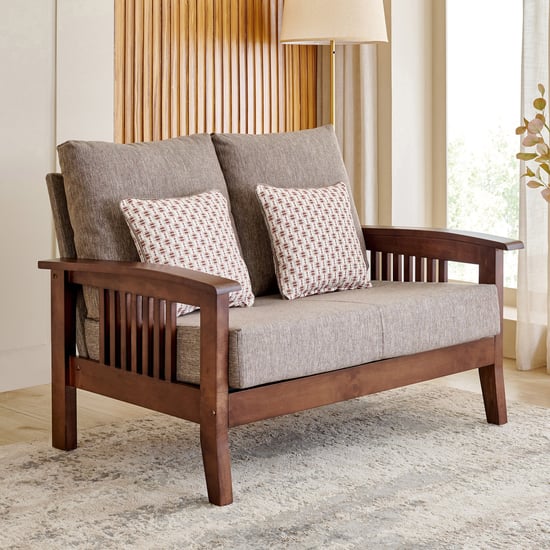 Abby Fabric 3+2 Seater Sofa with Cushions - Brown