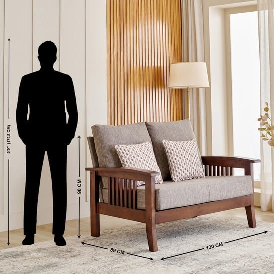 Abby Fabric 3+2 Seater Sofa with Cushions - Brown