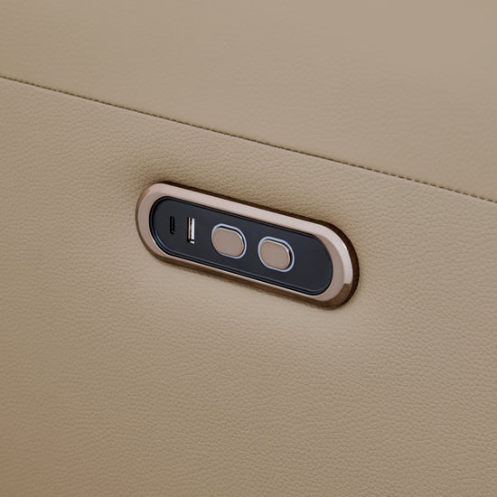 Carolyn Half Leather 3-Seater Zero Gravity Electric Recliner - Beige