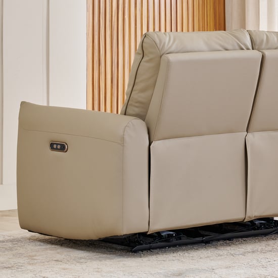 Carolyn Half Leather 3-Seater Zero Gravity Electric Recliner - Beige