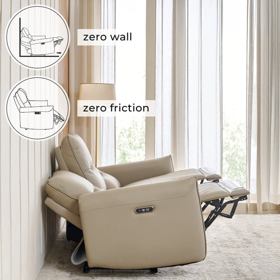 Carolyn Half Leather 3-Seater Zero Gravity Electric Recliner - Beige