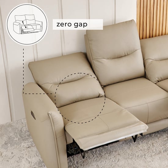 Carolyn Half Leather 3-Seater Zero Gravity Electric Recliner - Beige