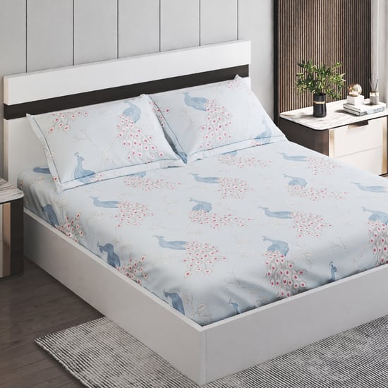 Juniper Stripe Printed 3Pcs Queen Bedsheet Set