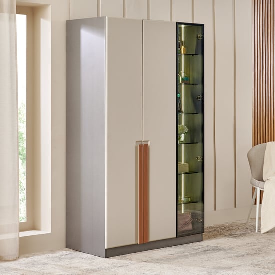 Tiffany 2-Door Wardrobe with Curio - Cream