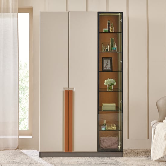 Tiffany 2-Door Wardrobe with Curio - Cream