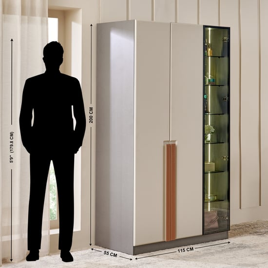 Tiffany 2-Door Wardrobe with Curio - Cream