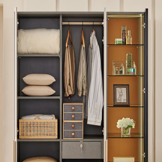 Tiffany 2-Door Wardrobe with Curio - Cream