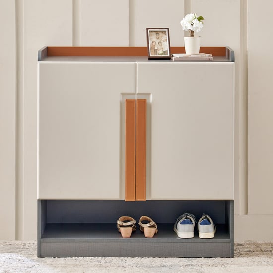 Tiffany 2-Door 20 Pairs Shoe Cabinet - Grey