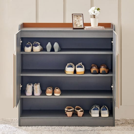 Tiffany 2-Door 20 Pairs Shoe Cabinet - Grey