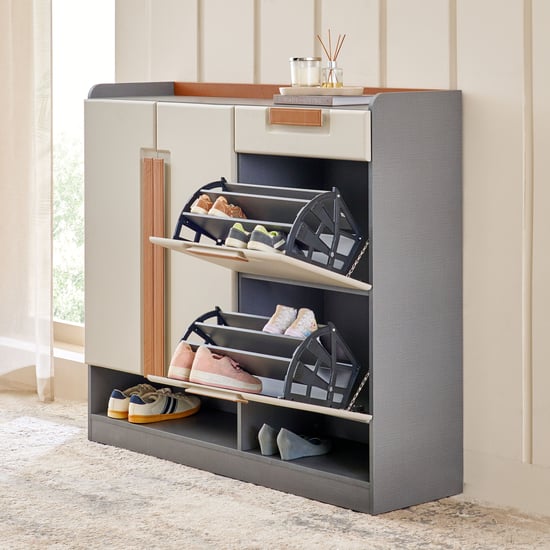 Tiffany 2-Door 26 Pairs Shoe Cabinet with Drawer - Grey