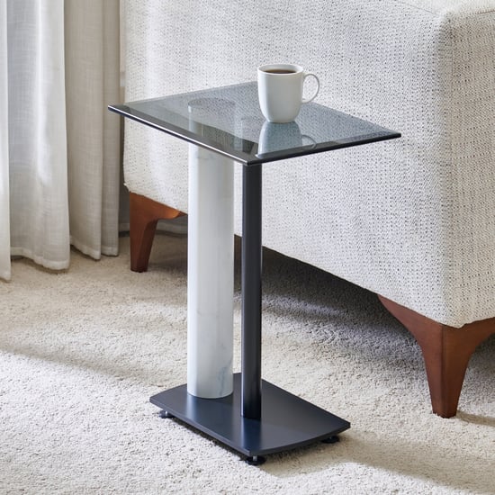 Veneto Tempered Glass Top Accent Table - Black