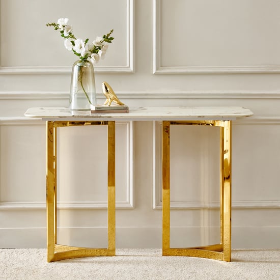 Vogue NXT Faux Marble Top Console Table - White