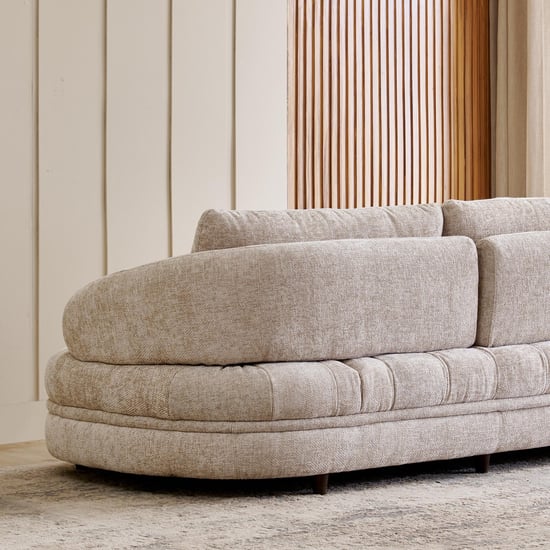 Alexa Fabric 3-Seater Sofa cum Lounger - Beige