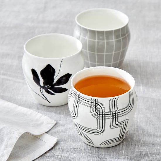 Mandarin Monochrome Set of 3 Bone China Printed Kulhads - 240ml