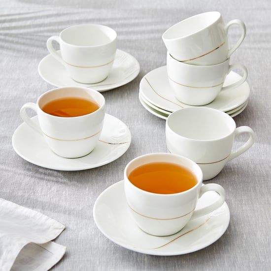 Mandarin Opulence Set of 6 Printed Cup and Saucer - 210ml