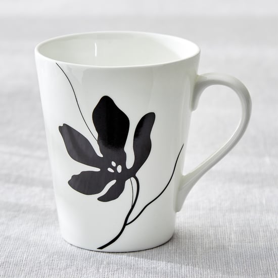 Mandarin Monochrome Set of 3 Bone China Printed Coffee Mugs - 340ml