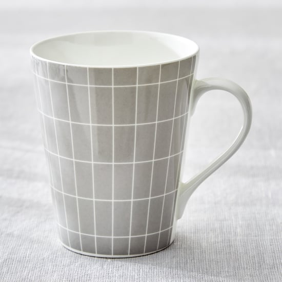 Mandarin Monochrome Set of 3 Bone China Printed Coffee Mugs - 340ml