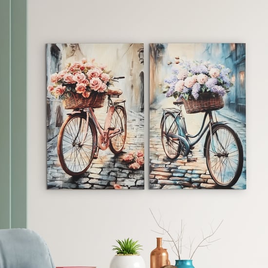 Brezza Cycle Set of 2 Canvas Printed Picture Frames - 40x60cm