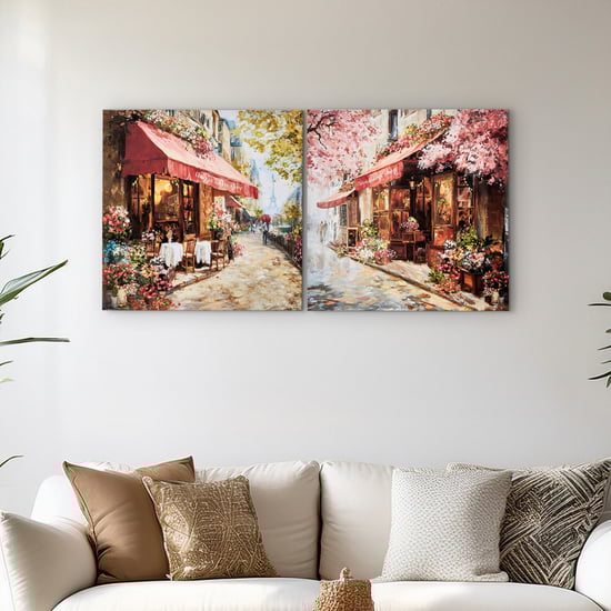 Brezza Set of 2 Canvas Coffee Shop Picture Frames - 50x50cm