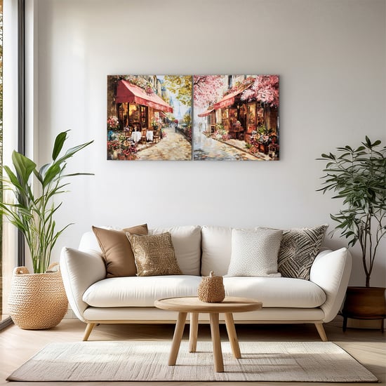 Brezza Set of 2 Canvas Coffee Shop Picture Frames - 50x50cm