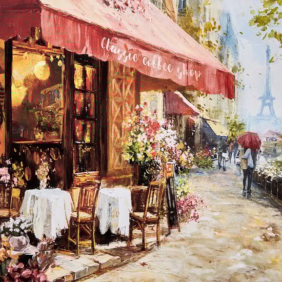 Brezza Set of 2 Canvas Coffee Shop Picture Frames - 50x50cm