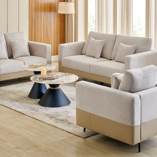 Andes NXT Fabric 3+2+1 Seater Sofa Set with Cushions - Beige