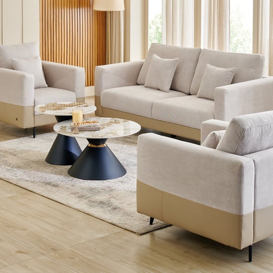 Andes NXT Fabric 3+1+1 Seater Sofa Set with Cushions - Beige
