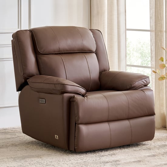 Torino Faux Leather 1-Seater Electric Recliner - Brown
