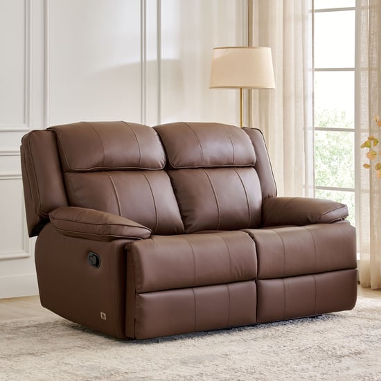 Torino Faux Leather 2-Seater Recliner - Brown