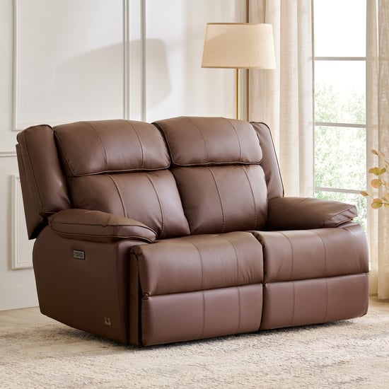 Torino Faux Leather 2-Seater Electric Recliner - Brown