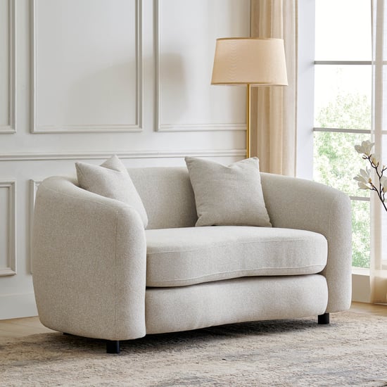 Saga Fabric 2-Seater Sofa with Cushions - Beige