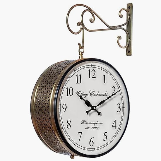 VEDAS Mystical Indiana Metal Double-Sided Hanging Clock - 27cm