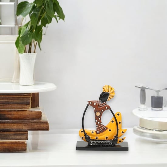 VEDAS Mystical Indiana Metal Musician with Dholak Figurine