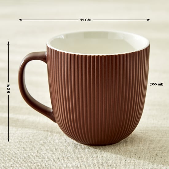 Calyx Bone China Ribbed Coffee Mug - 355ml