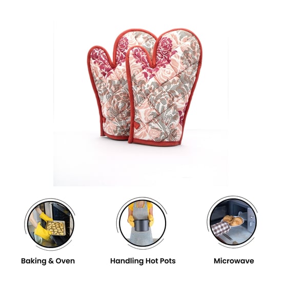 SWAYAM LBR Set of 2 Floral Print Cotton Gloves