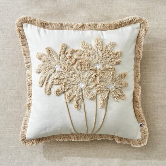 Ashville Palm Embroidered Cushion Cover - 40x40cm