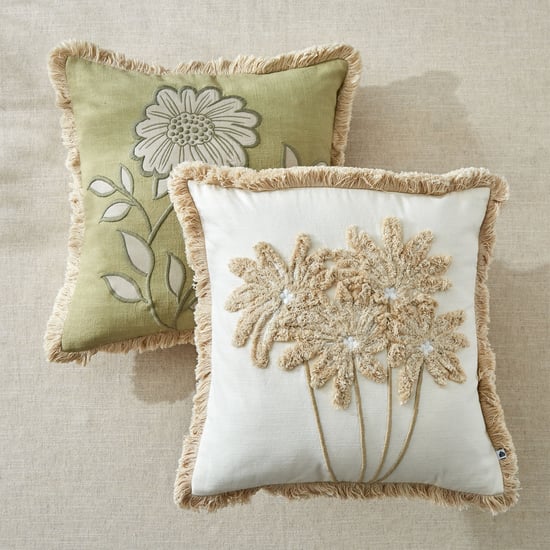 Ashville Palm Embroidered Cushion Cover - 40x40cm