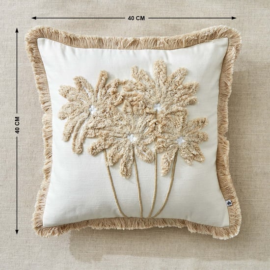Ashville Palm Embroidered Cushion Cover - 40x40cm