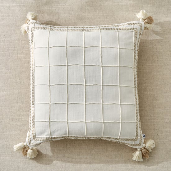 Ashville Pintucks Embroidered Cushion Cover - 40x40cm