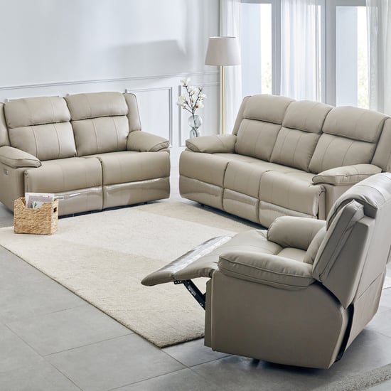 Torino Faux Leather 3+2+1 Seater Electric Recliner - Grey