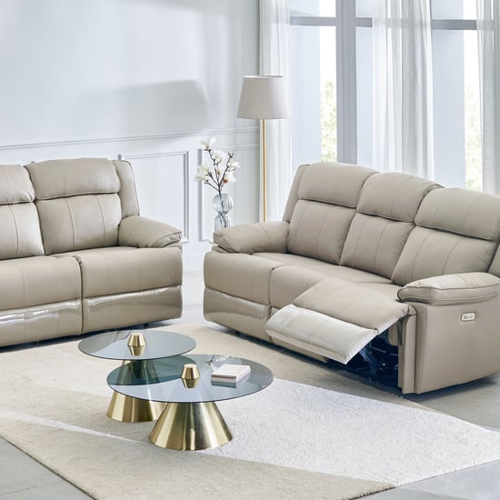 Torino Faux Leather 3+2 Seater Electric Recliner Set - Beige