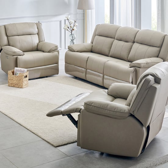 Torino Faux Leather 3+1+1 Seater Electric Recliner - Grey