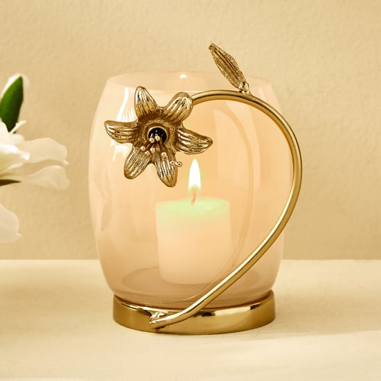 Windflower Fabio Aluminium and Glass Votive Candle Holder